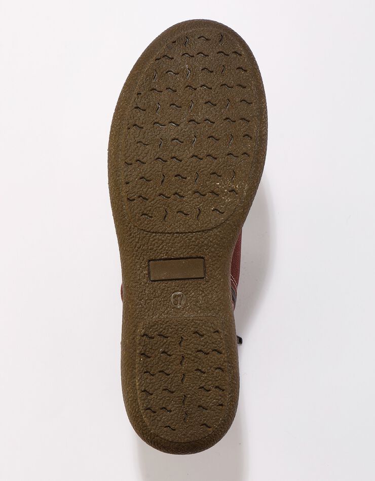 Boots détente lacées et zippées en cuir  (bordeaux)