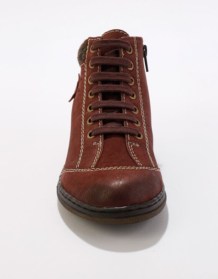 Boots détente lacées et zippées en cuir  (bordeaux)