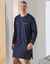 Chemise de nuit coton passepoils contrastés (marine)