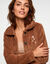 Veste polaire brod&eacute;e, col Claudine (caramel)