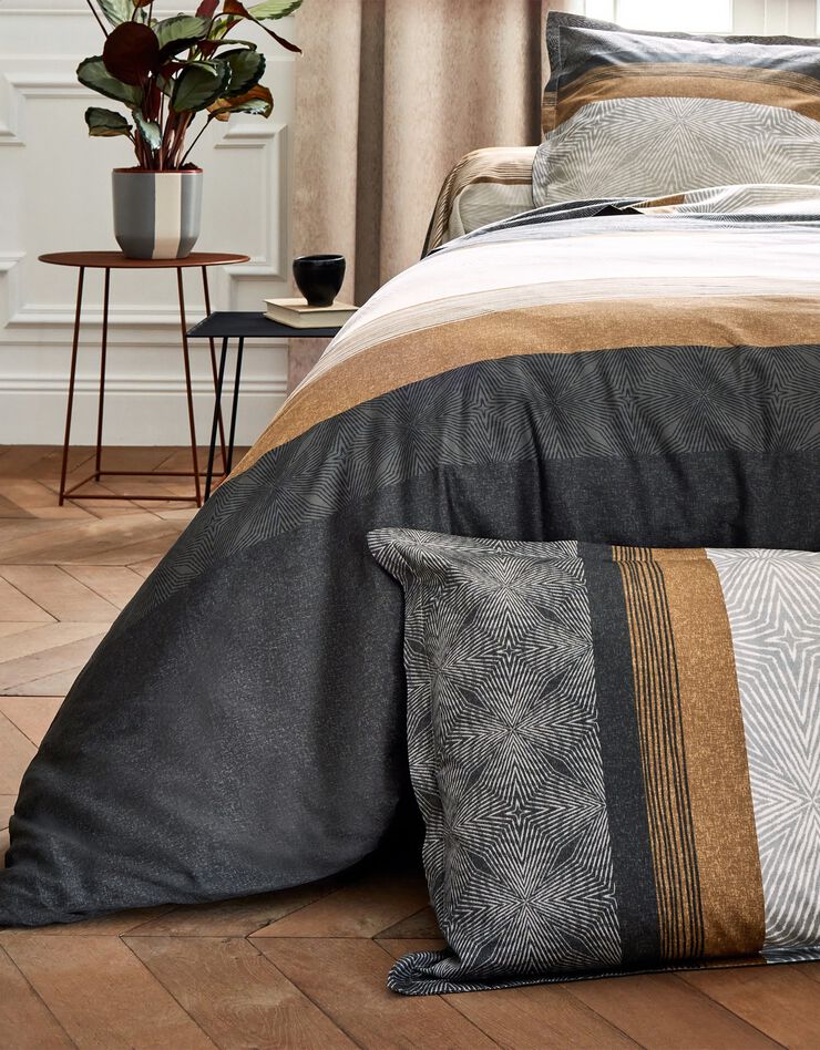Linge de lit Tiago satin de coton imprimé (noir)