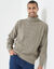 Pull col roul&eacute; maille irlandaise (taupe moulin&eacute;)