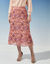Jupe longue imprimé ikat, taille élastiquée (rose)