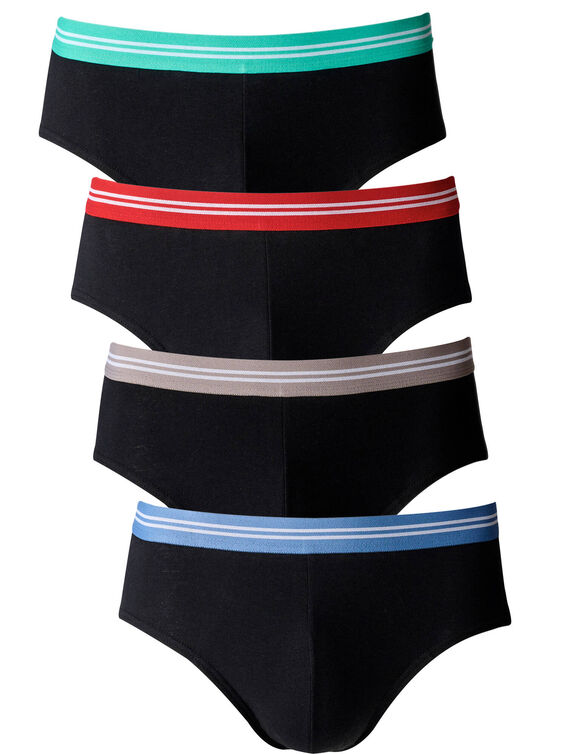 Slip uni ceinture ray&eacute;e - lot de 4 (noir)