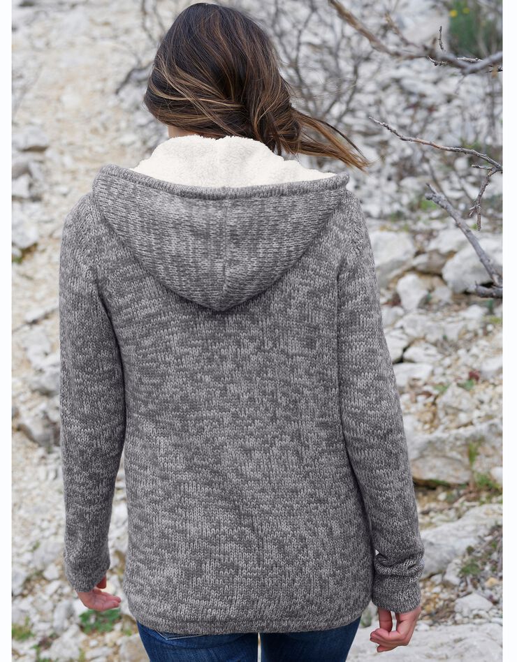 Gilet zippé fourré maille moulinée (gris chiné) Gilet zippé fourré maille moulinée (gris chiné)