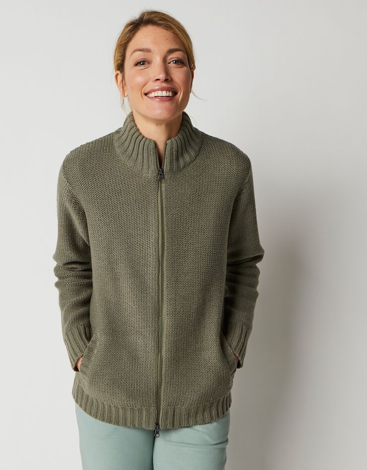 Gilet zippé 30% laine (kaki) Gilet zippé 30% laine (kaki)
