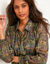 Robe-chemisier longue en voile jacquard imprim&eacute; floral (kaki / caramel)