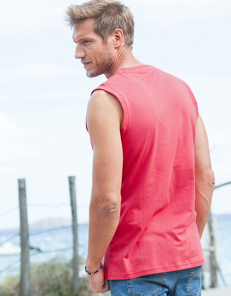 T-shirt col rond sans manches - lot de 3 (corail / céladon / indigo) T-shirt col rond sans manches - lot de 3 (corail / céladon / indigo)