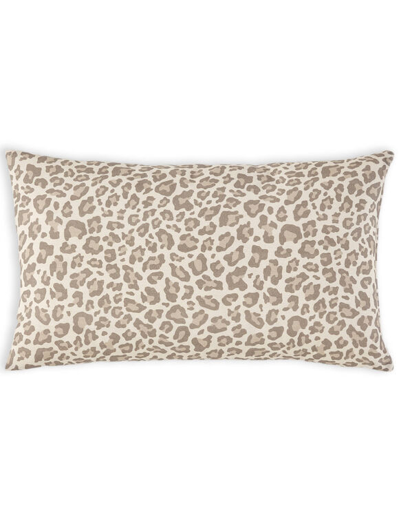Housses de coussin rectangulaires imprim&eacute; l&eacute;opard - lot de 2 (taupe)