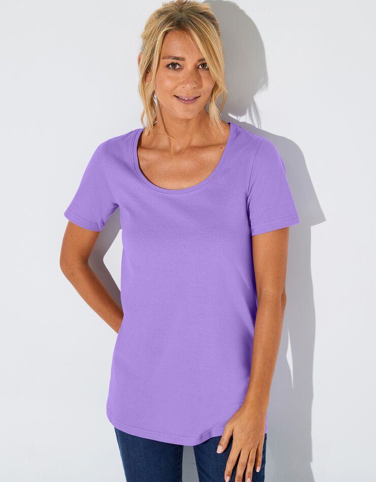 Tee-shirt uni col rond en coton bio(1), éco-responsable (parme) Tee-shirt uni col rond en coton bio(1), éco-responsable (parme)