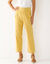 Pantalon coupe droite 7/8ème taille élastiquée, lin coton (ocre)