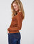 T-shirt uni col rond stretch (caramel)