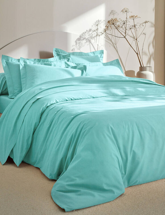 Linge de lit uni coton  (lagon)