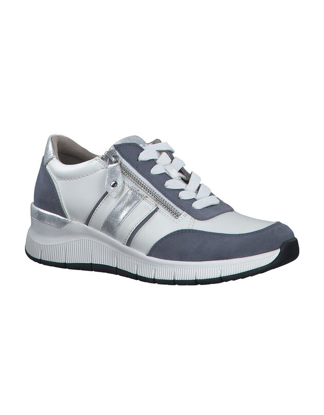 Baskets semelle compensée - grande largeur (bleu)
