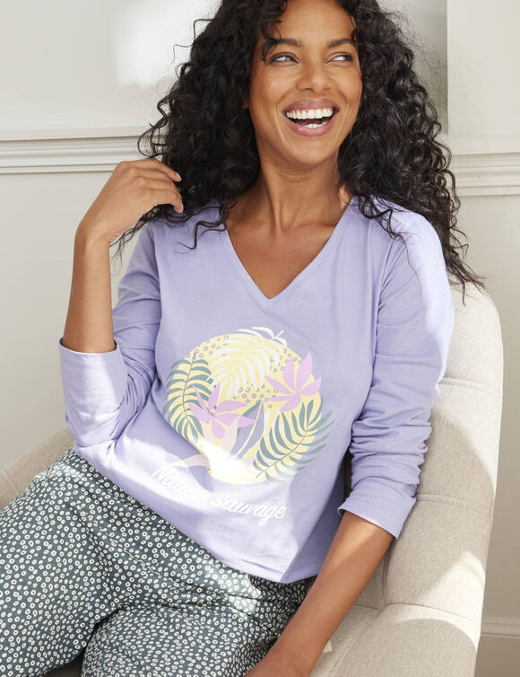 Tee-shirt manches longues "Nature Sauvage" (parme)