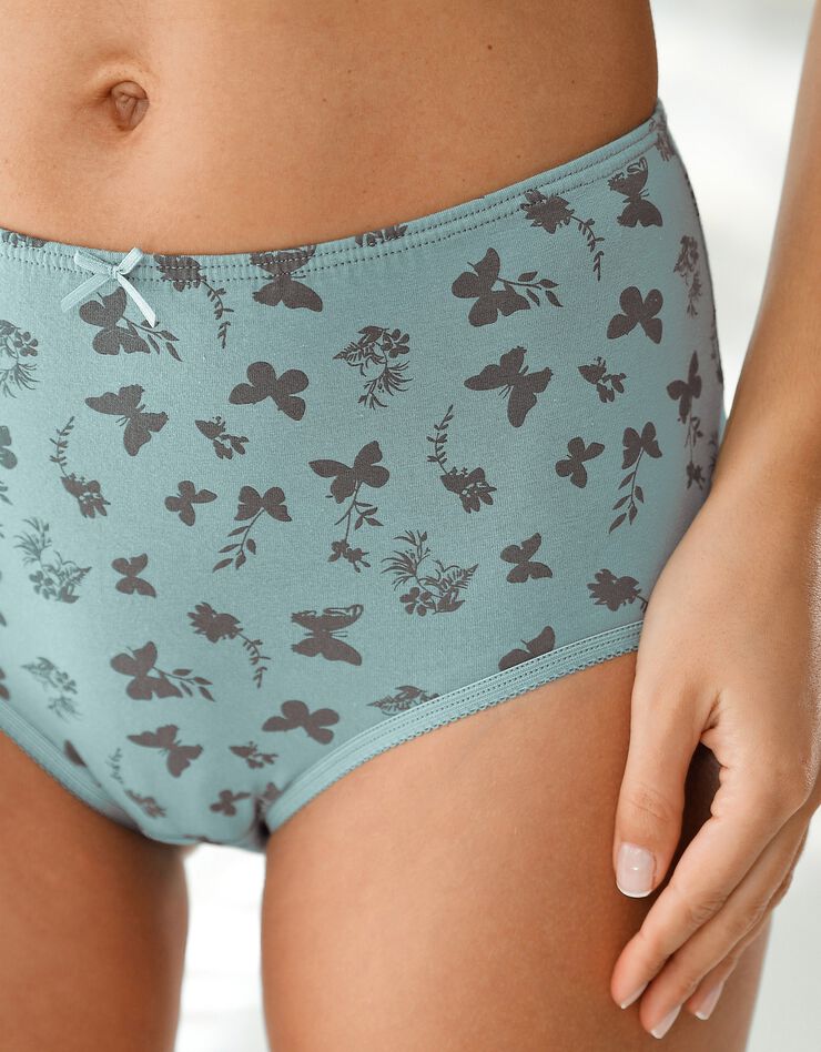 Culotte coton maxi imprimée gamme "papillons" - lot de 6 (anthracite / bleu gris) Culotte coton maxi imprimée gamme "papillons" - lot de 6 (anthracite / bleu gris)