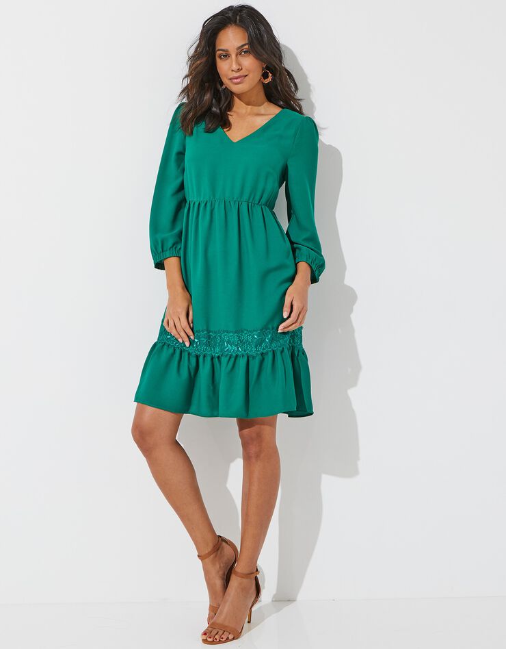 Robe dos croisé unie (vert) Robe dos croisé unie (vert)