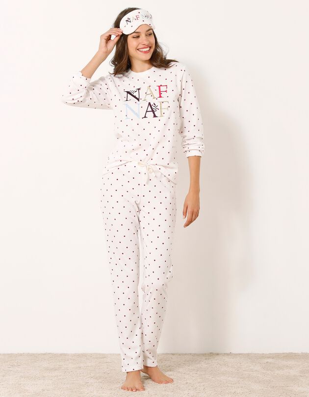 Pyjama micropolaire imprimé pois (écru)