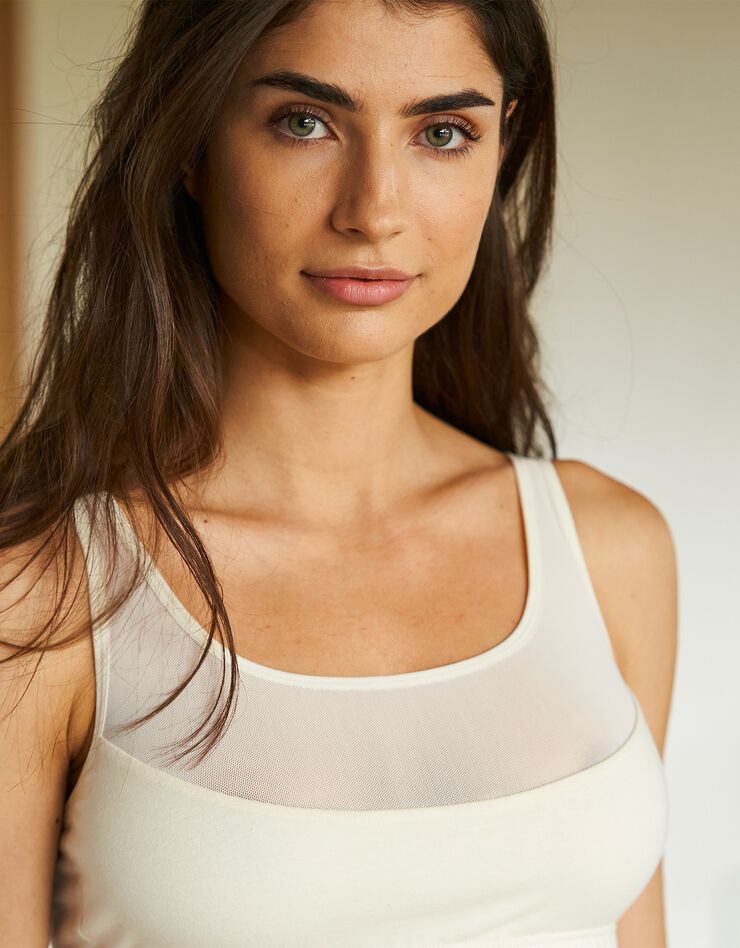 Brassière sans armatures coton stretch et tulle (ivoire)