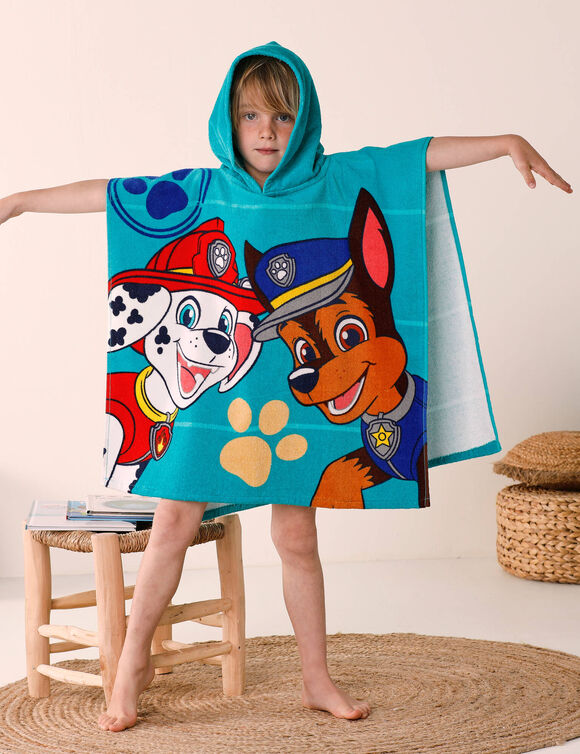 Poncho de bain enfant Pat'Patrouille® éponge et velours coton - 320g/m2 (émeraude)