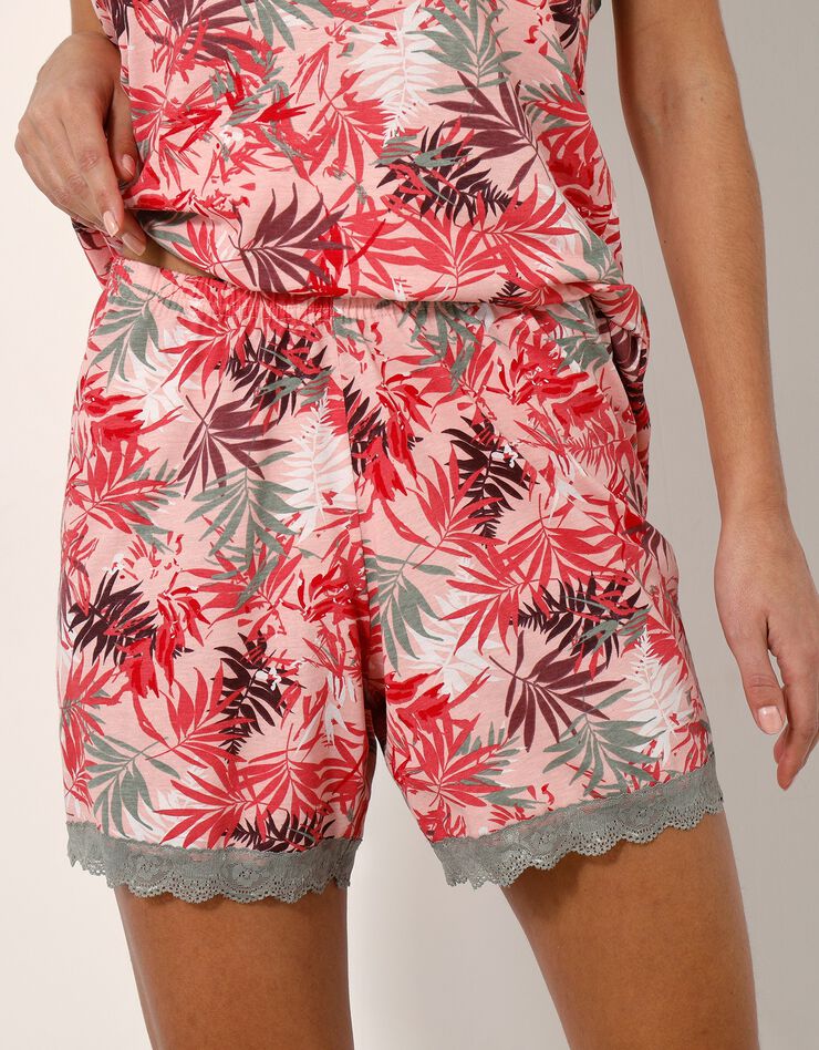 Pyjama short imprimé - coton modal (rose)
