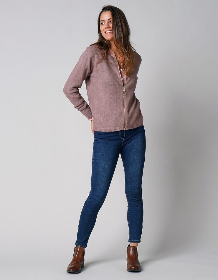 Cardigan zippé (taupe) Cardigan zippé (taupe)