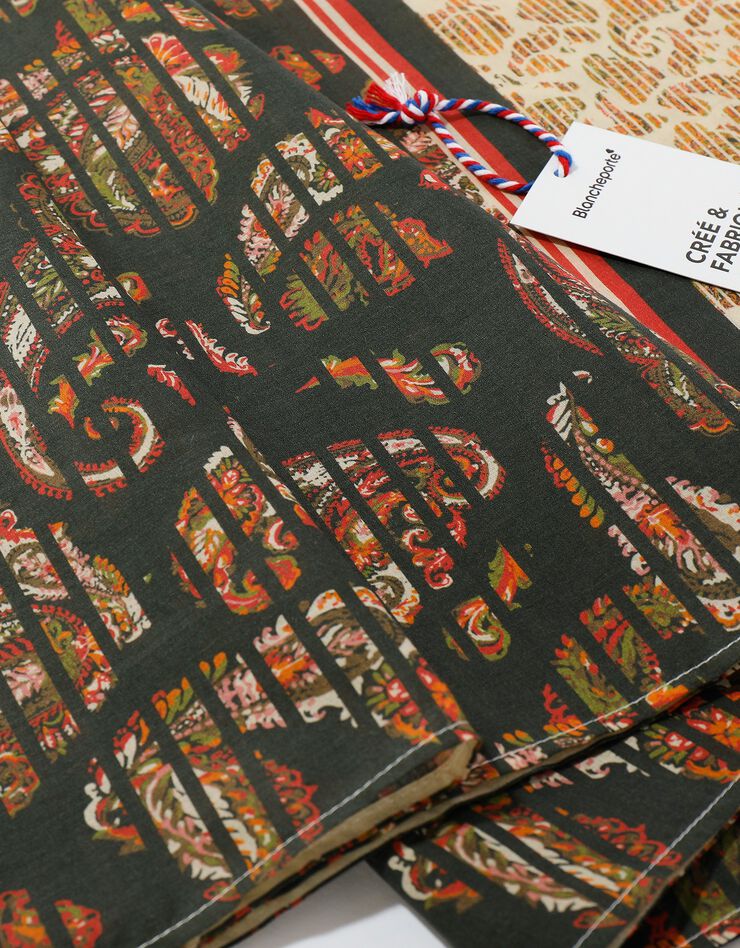 Foulard fabriqué en France imprimé graphique, 198 x 38 cm  - coton (rose)