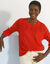 Pull manches blousantes, maille ajourée (orange)