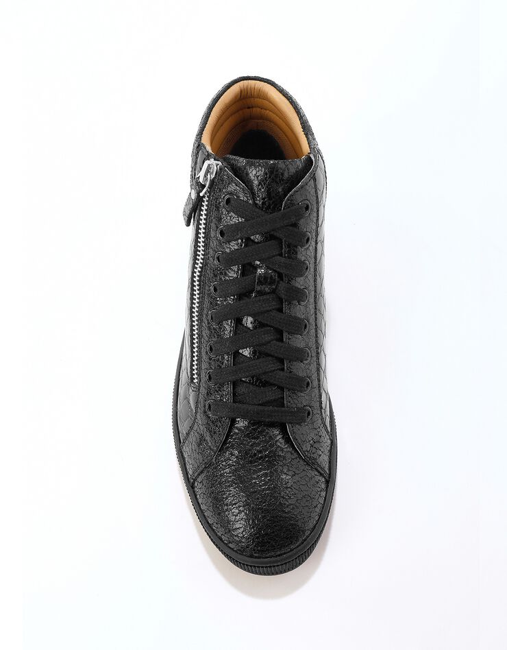 Basket montantes zippées en cuir souple effet croco (noir) Basket montantes zippées en cuir souple effet croco (noir)
