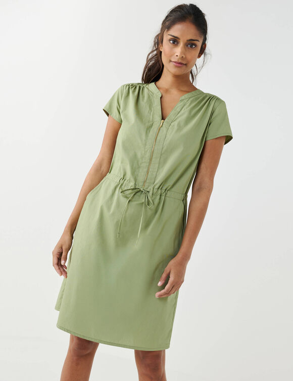 Robe courte col zipp&eacute;  (kaki clair)