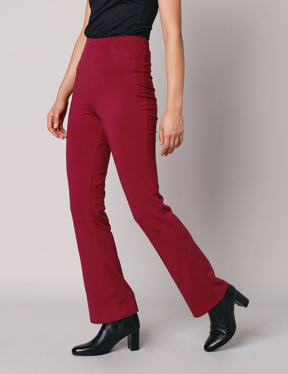 Legging bootcut uni, taille élastiquée (rouge foncé)