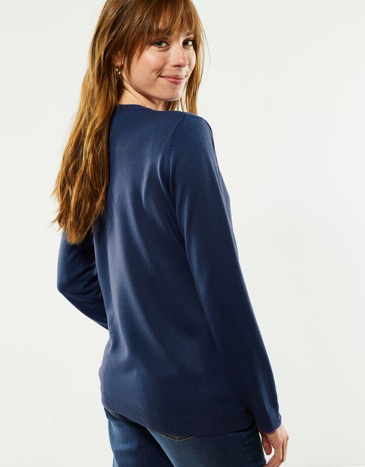 Pull col V toucher cachemire (marine) Pull col V toucher cachemire (marine)