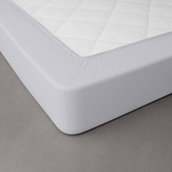 Drap-housse uni percale bonnets 40 cm (gris perle)