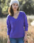 Pull col V volume loose, maille anglaise toucher doux (violet)
