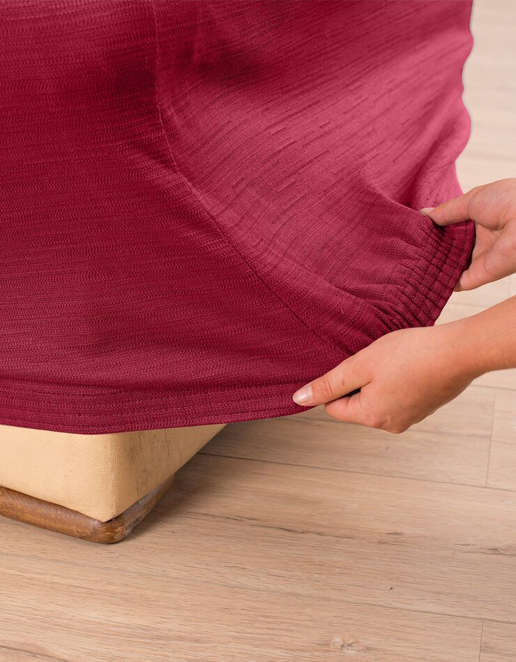 Housse extensible unie canapé fauteuil accoudoirs (bordeaux)