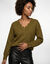 Pull col V festonn&eacute;, maille pointelle ajour&eacute;e fantaisie (bronze)