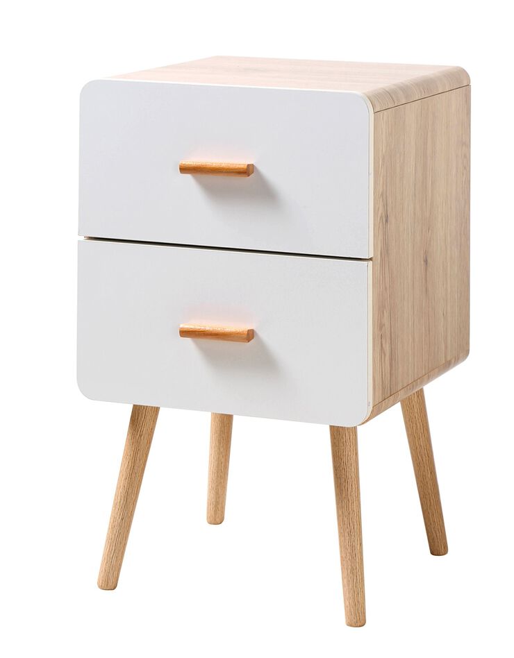 Table de chevet YOLTY 2 tiroirs bois et blanc (blanc)