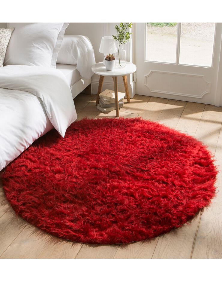 Tapis rond poils longs (rouge) Tapis rond poils longs (rouge)