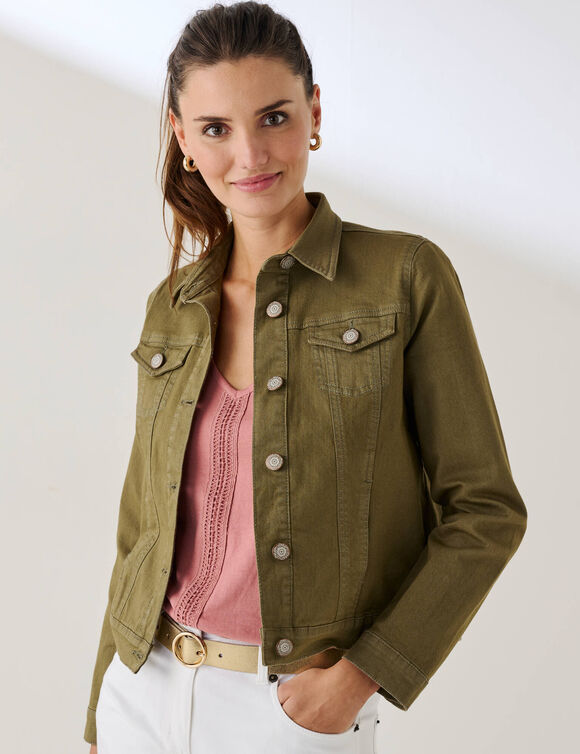 Veste boutonn&eacute;e en jean (kaki)