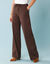 Pantalon large sp&eacute;cial Petites en maille fluide (chocolat)
