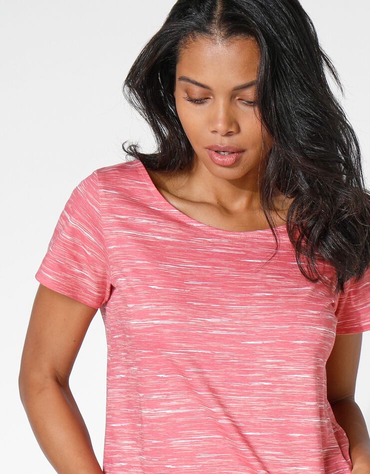 Tee-shirt col rond imprimé chiné (pêche chiné) Tee-shirt col rond imprimé chiné (pêche chiné)