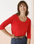 T-shirt manches 3/4 uni, coton (coquelicot)