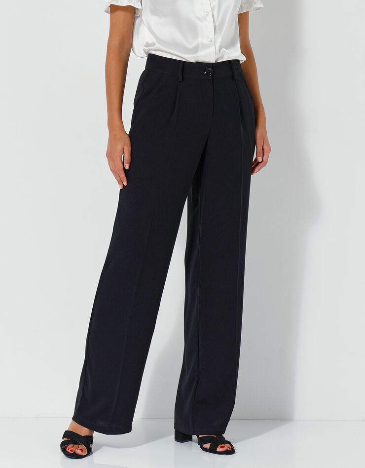 Pantalon droit large, crêpe (noir) Pantalon droit large, crêpe (noir)