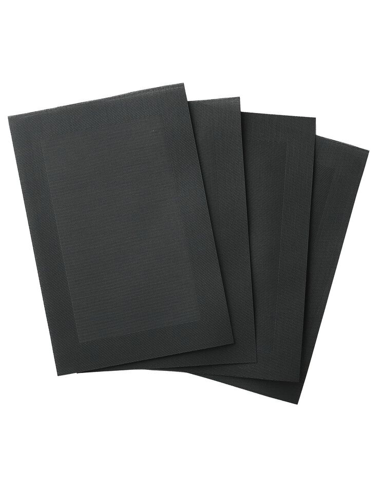 Lot de 4 sets de table - vinyle tressé (anthracite)