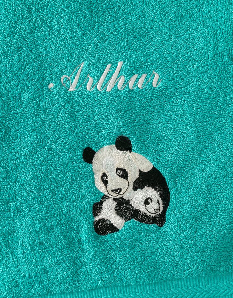 Éponge brodée personnalisable pandas (émeraude) Éponge brodée personnalisable pandas (émeraude)