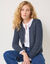 Gilet paletot, maille perlée fantaisie (marine)