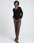 Pull col rond uni, manches longues, toucher doux (noir)