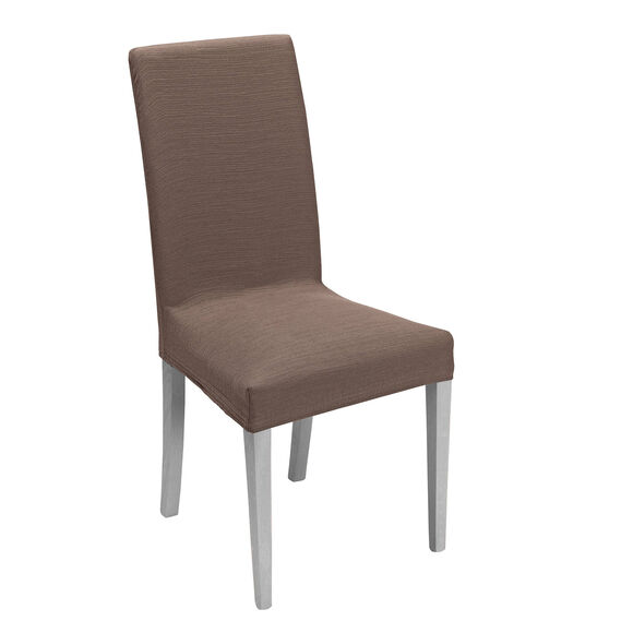 Housse chaise unie extensible - housse int&eacute;grale ou assise seule (taupe)