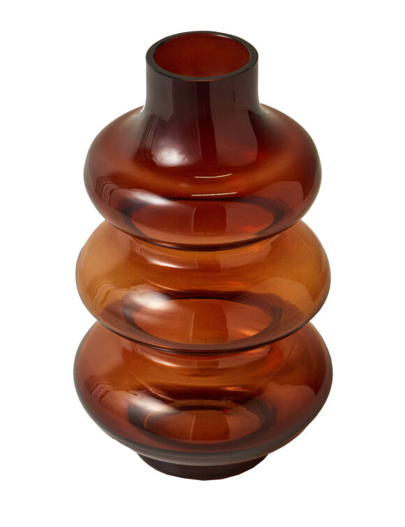 Vase ondul&eacute; en verre ambr&eacute; (ambre)