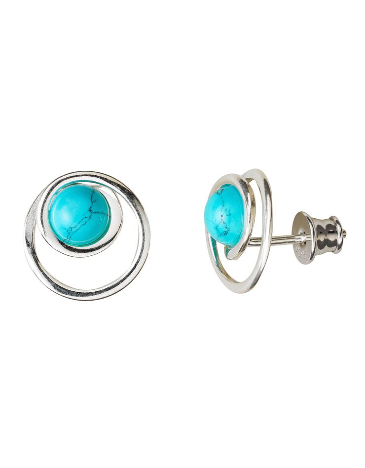 Boucles d'oreilles pierre turquoise et argent (argenté)